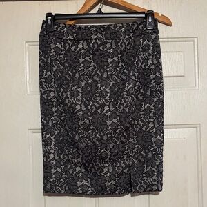 Worthington Black Floral Lace‎ Look Pencil Skirt